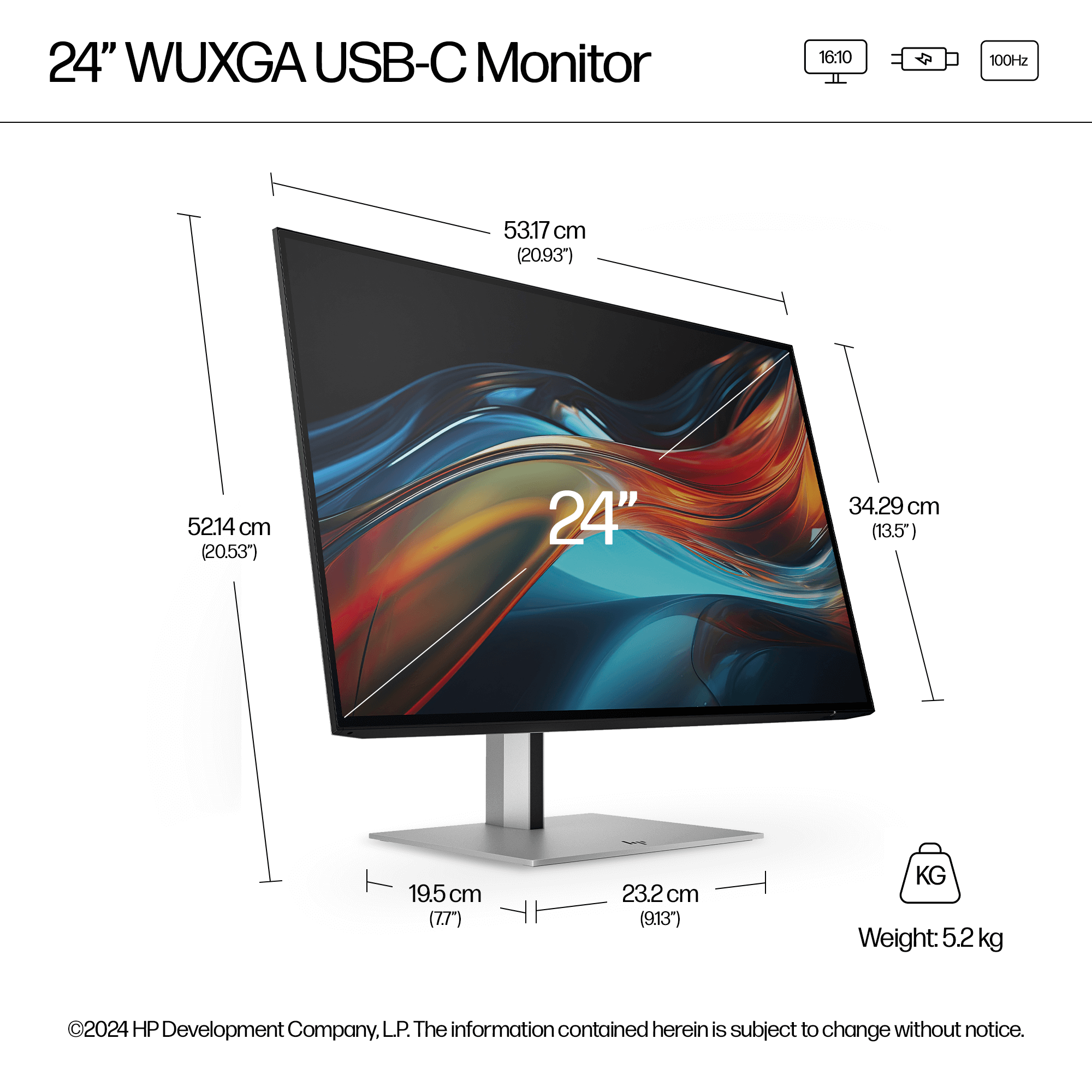 HP Series 7 Pro 24" WUXGA USB-C Monitor - 724pu