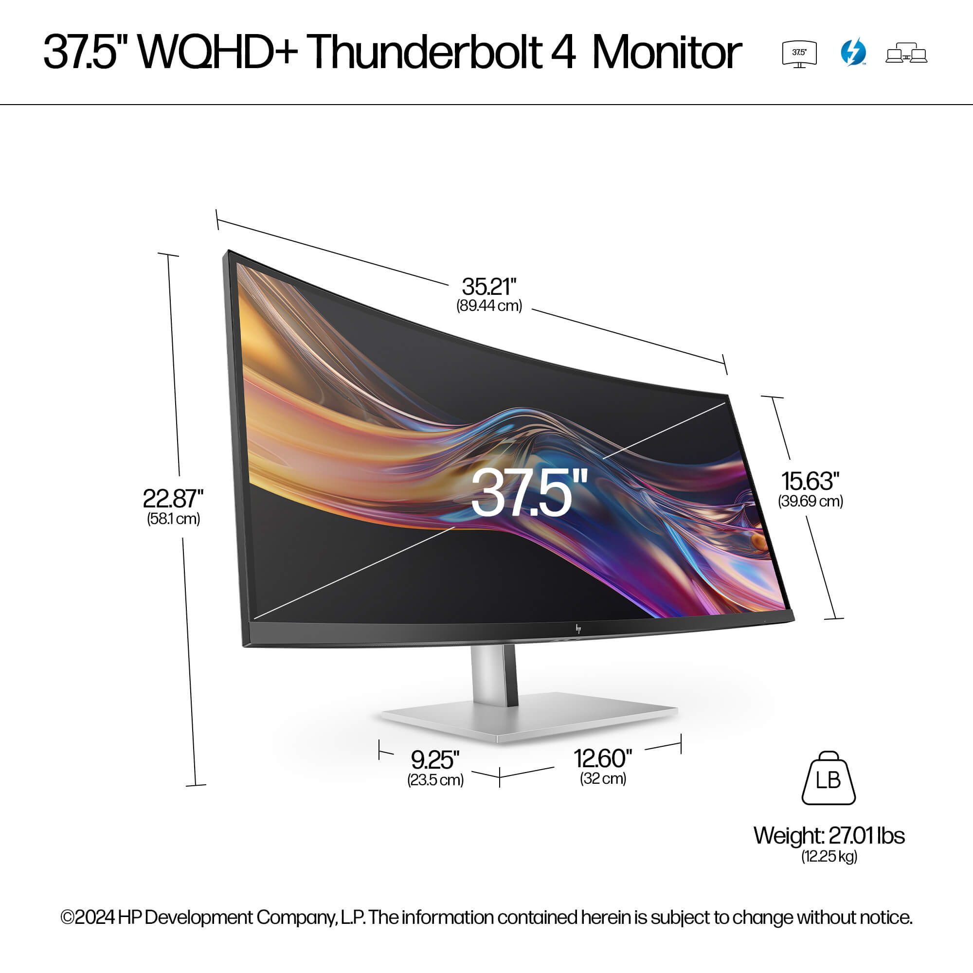 HP Series 7 Pro 37.5" WQHD+ Thunderbolt 4 Monitor - 738pu